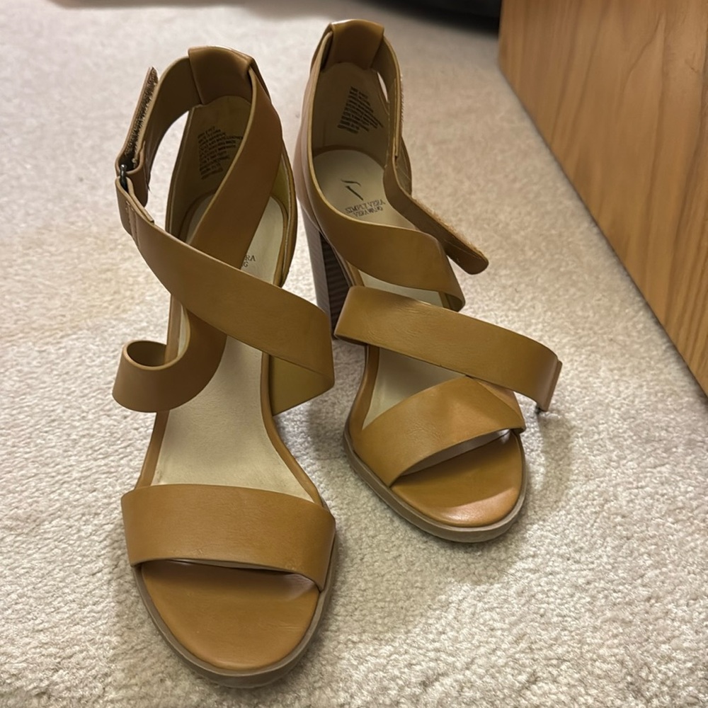 Brown Velcro wrap heels